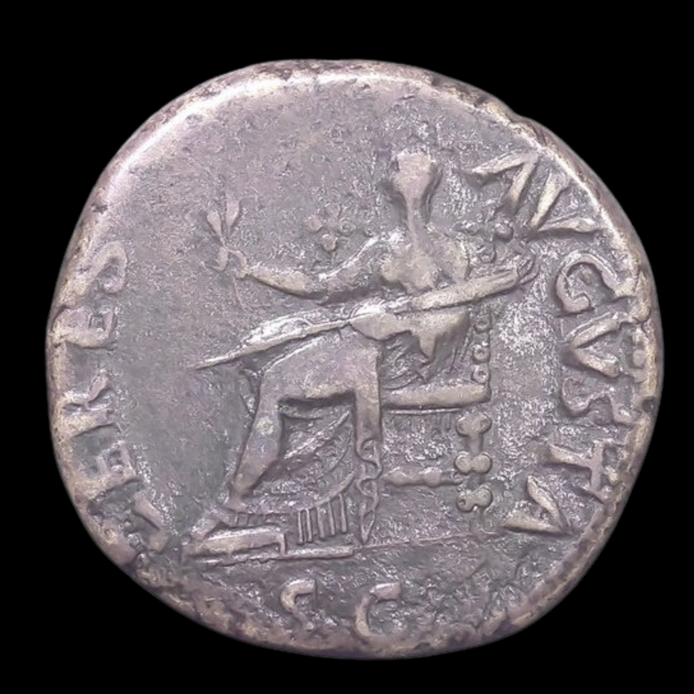 Roman Empire Bronze Dupondius of Claudius I (about 1980 years ago